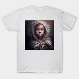 A Young Girl in A Warm Coat of Feathers T-Shirt